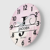 Pale Lavender Distressed J Monogram Grote Klok (Hoek)