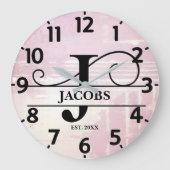 Pale Lavender Distressed J Monogram Grote Klok (Voorkant)