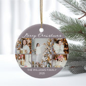 Pale Mauve Merry Christmas Photo Collage 2025 Keramisch Ornament