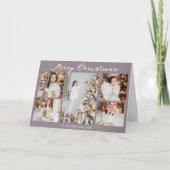 Pale Mauve Merry Christmas Photo Collage Trendy Feestdagen Kaart (Voorkant)