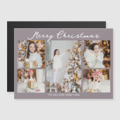 Pale Mauve Merry Christmas Photo Magnet Card (Voorkant / Achterkant)