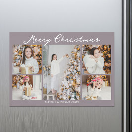 Pale Mauve Merry Christmas Photo Magnet Card