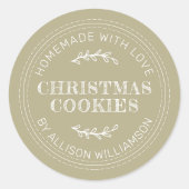 Pale Olive Green Homemade Christmas Cookies Ronde Sticker (Voorkant)