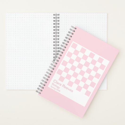 Pale Pink and White Checkerboard Notebook Notitieboek (Binnen)