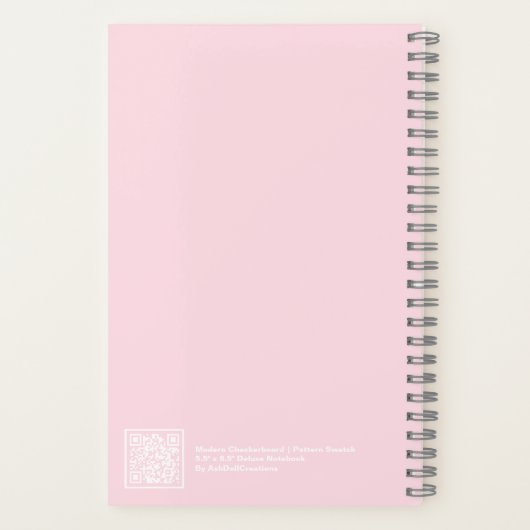 Pale Pink and White Checkerboard Notebook Notitieboek (Achterkant)