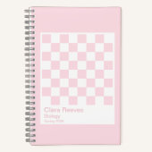 Pale Pink and White Checkerboard Notebook Notitieboek (Voorkant)
