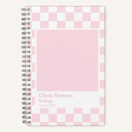 Pale Pink and White Checkerboard Notebook Notitieboek
