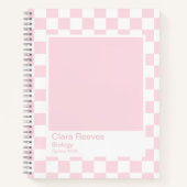 Pale Pink and White Checkerboard Notebook Notitieboek (Voorkant)
