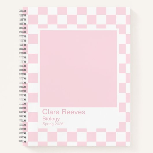 Pale Pink and White Checkerboard Notebook Notitieboek (Voorkant)