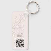 Pale pink | Chic Minimal Floral QR Sleutelhanger (Achterkant)