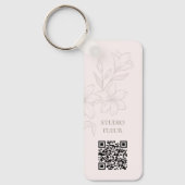 Pale pink | Chic Minimal Floral QR Sleutelhanger (Voorkant)