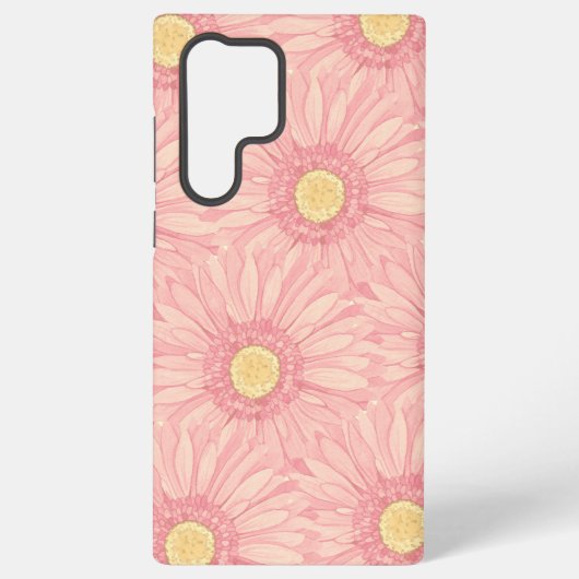 Pale Pink daisy pattern - large Samsung Galaxy Hoesje (Achterkant)
