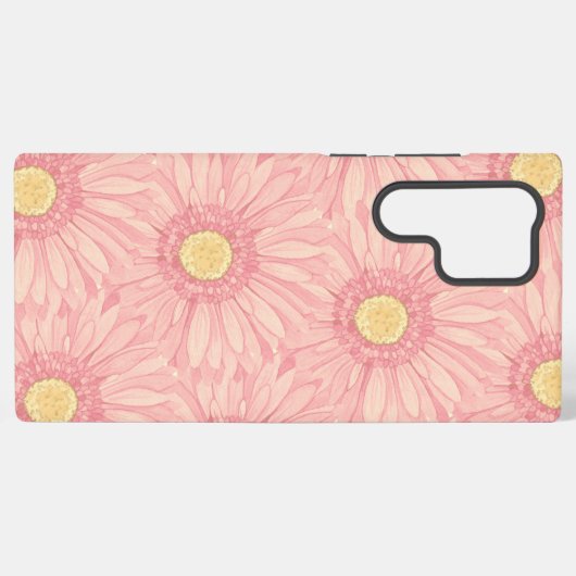 Pale Pink daisy pattern - large Samsung Galaxy Hoesje (Achterkant horizontaal)