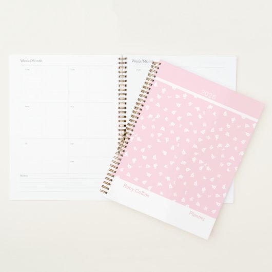 Pale Pink Feminine Minimalist Floral Large Planner (Display)