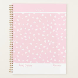 Pale Pink Feminine Minimalist Floral Large Planner