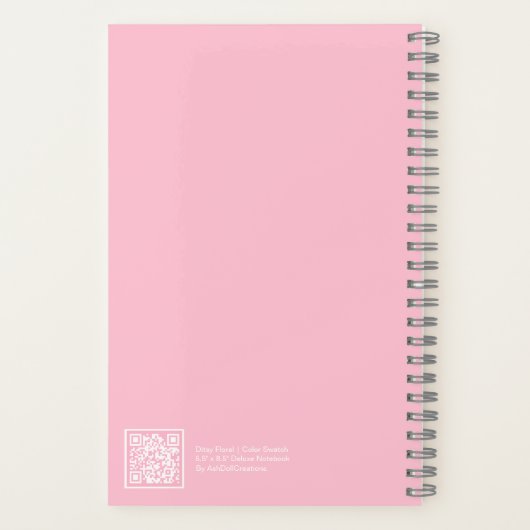 Pale Pink Floral Aesthetic Notebook Notitieboek (Achterkant)