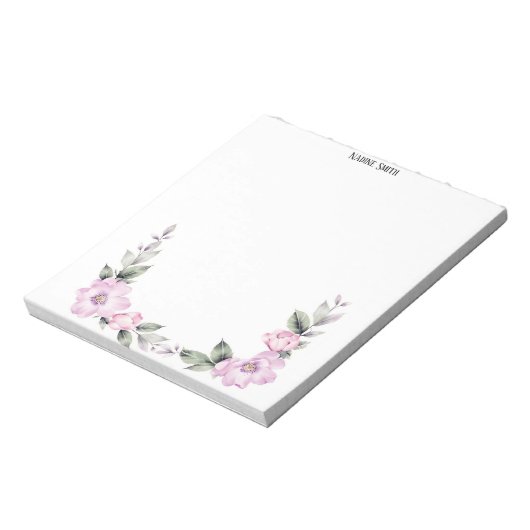 Pale Pink Floral Bottom Border Notitieblok (Linkerzijde)