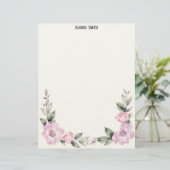 Pale Pink Floral Bottom Border Stationery Paper Briefhoofd (Staand voorkant)