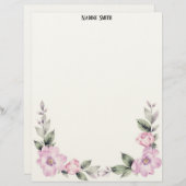 Pale Pink Floral Bottom Border Stationery Paper Briefhoofd (Voorkant / Achterkant)