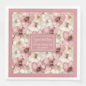 Pale Pink Floral Napkin Chic Monogram Custom Name Servet (Voorkant)