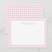 Pale Pink Gingham Check Personal Stationery Card Bedankkaart (Voorkant / Achterkant)