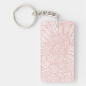 Pale Pink Grunge with Name and Chrysanthemums Sleutelhanger (Voorkant)