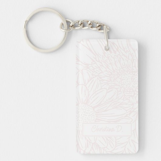 Pale Pink on White Chrysanthemums with Photo Sleutelhanger (Voorkant)
