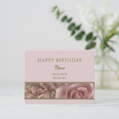 Pale Pink Rose Happy Birthday Greeting Card (Staand voorkant)