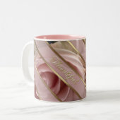 Pale Pink Rose Message Two-Tone Coffee Mug Tweekleurige Koffiemok (Voorkant links)
