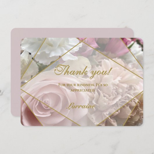 Pale Pink Rose Thank You Card Bedankkaart (Voorkant / Achterkant)