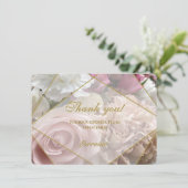 Pale Pink Rose Thank You Card Bedankkaart (Staand voorkant)