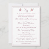 Pale PinkTwo Hearts Catholic Wedding Invitation Kaart (Voorkant)