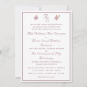 Pale PinkTwo Hearts Catholic Wedding Invitation Kaart (Voorkant)