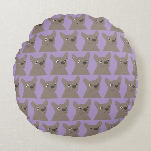Pale Purple Dog Rond Kussen (Voorkant)
