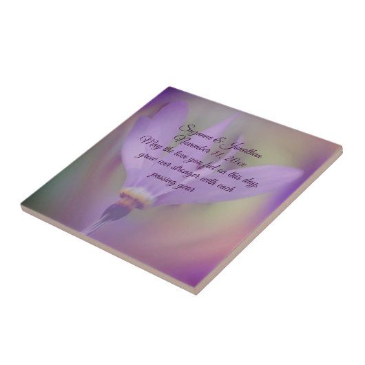 Pale Purple Flower Personalized Wedding  Tegeltje (Zijkant)