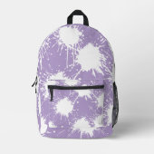 Pale Purple & White Paint Splatter Design Bedrukte Rugzak (Voorkant)