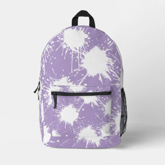 Pale Purple & White Paint Splatter Design Bedrukte Rugzak