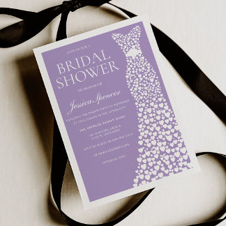 Pale Purple & White Wedding Dress Bridal Shower Kaart