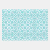 Pale Robin's Egg Blue & White Floral Lattice  Inpakpapier Vel (Voorkant)