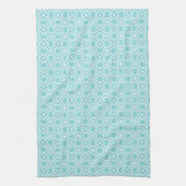 Pale Robin's Egg Blue & White Floral Lattice Theedoek (Verticaal)