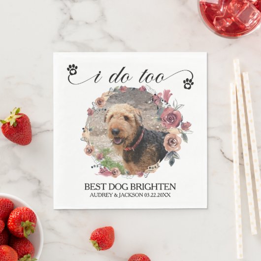 Pale Roses Frame Dog Photo Wedding Servet (Insitu)