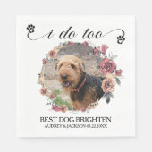 Pale Roses Frame Dog Photo Wedding Servet (Voorkant)