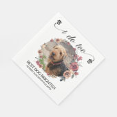 Pale Roses Frame Dog Photo Wedding Servet (Hoek)