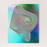Pale Sea Fossl on Blue and Aqua Jigsaw Legpuzzel<br><div class="desc">A modern curved translucent sea fossil on a background of swirling blue and aqua.</div>