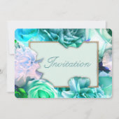 Pale Teal Rose Birthday Party Invitation Kaart (Voorkant)