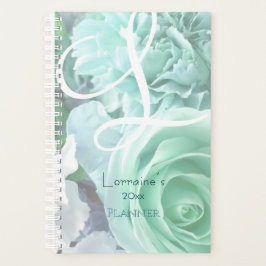 Pale Teal Rose Planner