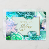 Pale Teal Rose Secret Gardens Birthday Card Kaart (Voorkant / Achterkant)