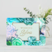 Pale Teal Rose Secret Gardens Birthday Card Kaart (Staand voorkant)