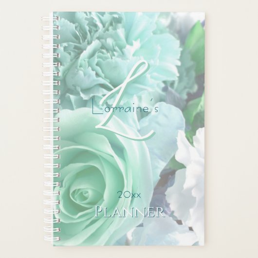 Pale Teal Rose Secret Gardens Planner (Voorkant)
