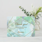 Pale Teal Rose Thank You Card Bedankkaart (Staand voorkant)